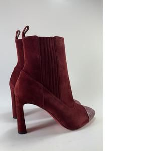 Me in the 90s Snakeskin embossed Tanin Burgundy 85mm heel boots D703